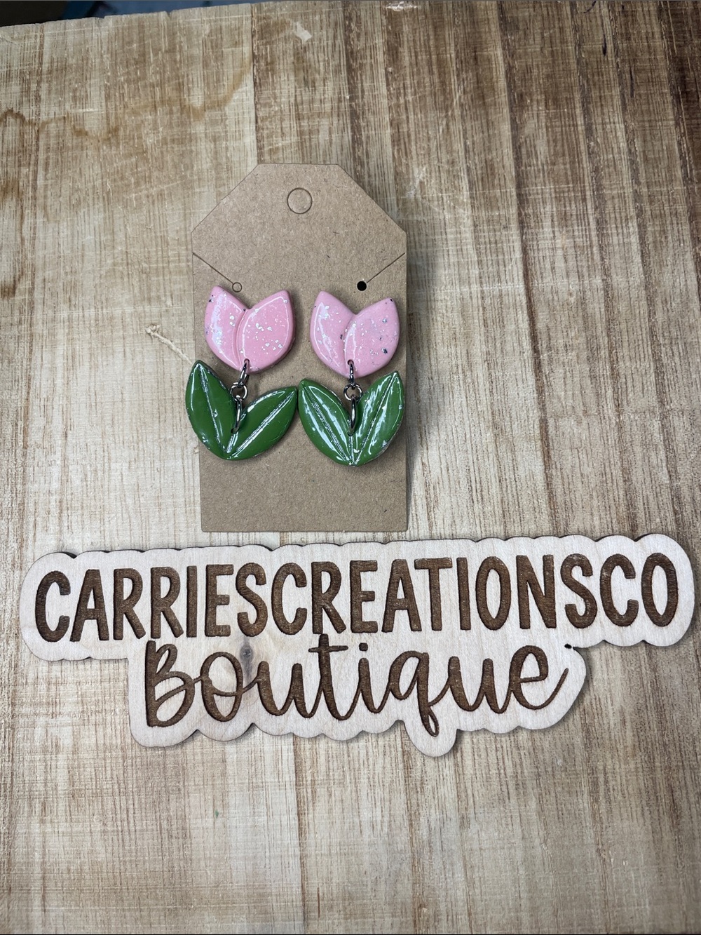 Pink Tulip Drop Earrings